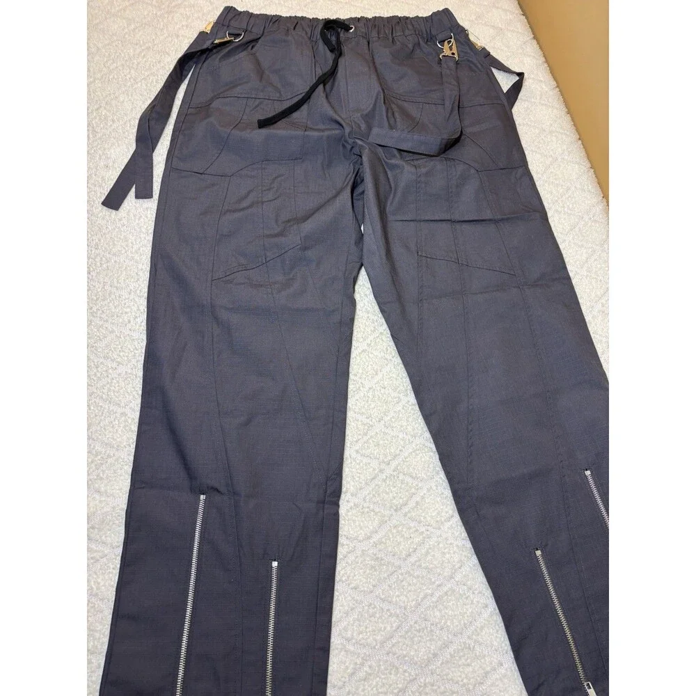 New Sui Generis Designer Grunge Streetwear Zippers Clips Windbreaker Pants Large
